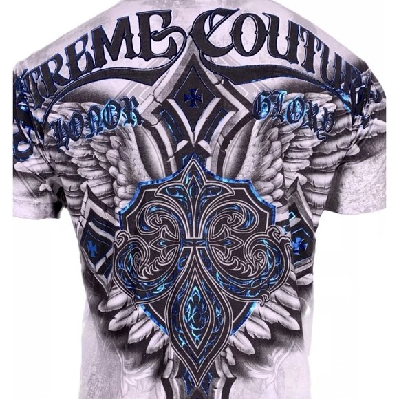 Xtreme Couture by Affliction Men's T-Shirt LAST BLOW White Biker Wings MMA - Picture 7 of 8